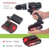 Cordless Drill Driver Kit with 2 battery, 21V Power Drill 50Nm 25+3 Clutch, 3/8" Keyless Chuck, Variable Speed & Built-in LED Electric Screw Driver for Drilling Wall, Bricks, Wood, Metal